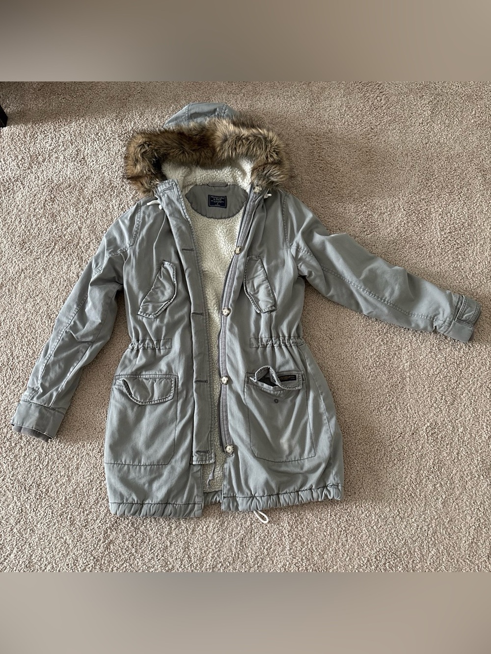 EUC Y2K vintage Abercrombie & Fitch gray parka jacket / coat SMALL